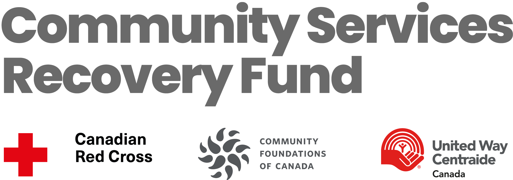 Canadian Red Cross Recovery fund logo with the Canadian red cross, Community foundations of Canada, and United way logos below