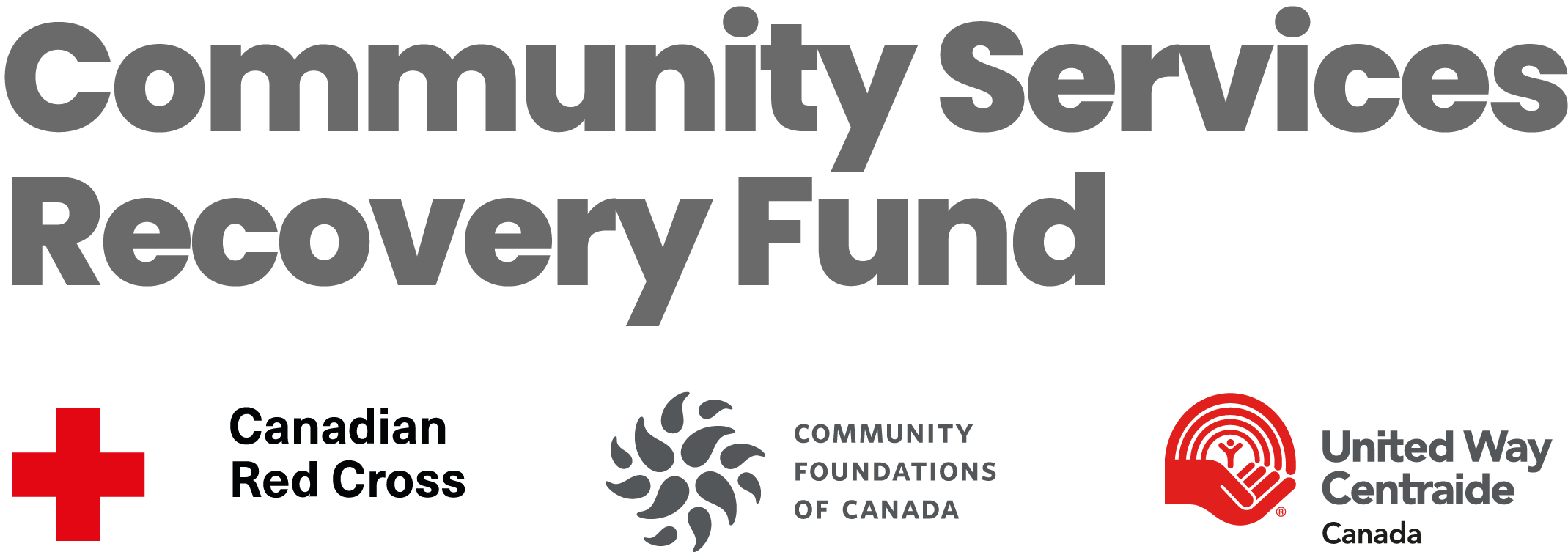 Canadian Red Cross Recovery fund logo with the Canadian red cross, Community foundations of Canada, and United way logos below